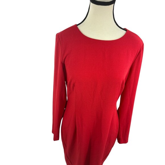 Cremieux Womens Size 8 Dress Red Long Sleeve Knee Length Cocktail Party - Picture 2 of 7